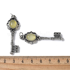 キー真鍮の宝石大きなペンダント  丸カン付き  アンティークシルバー  55.5x16.5x5~6.5mm  穴：4.5mm&nbsp;KK-D361-01AS