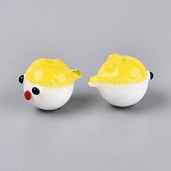手作りランプワークビーズ  フグ  きいろ  12~14x12~14x16~18mm  穴：1.2~1.5mm&nbsp;LAMP-Q039-12F