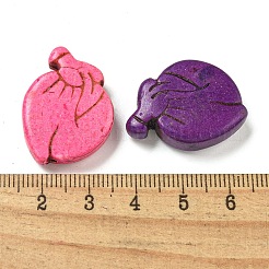 合成ターコイズビーズ連売り  染め  ハート  ミックスカラー  27x20x7mm  穴：1.3mm  約185個/1000g&nbsp;G-C151-04