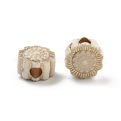 メッキアクリルビーズ  ゴールドライン入り  フラットラウンド  小麦  12x8mm  穴：4mm  724個/ 500g&nbsp;OACR-Q084-02A