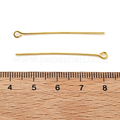 真鍮製アイピン  ゴールドカラー  40x3x0.5mm  穴：1.6mm&nbsp;KK-XCP0002-10G