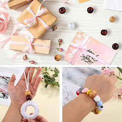 DIYジュエリー作りのパーツキット  天然木のビーズとリンキングリングを含む  ミックスカラー  20x15.5~16mm  穴：9~10mm&nbsp;DIY-SZ0010-39
