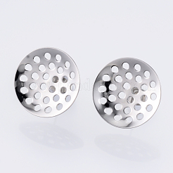 変色しない304ステンレススチールスタッドピアス金具  シャワー台付き  ピアスキャッチ/ピアスバックキャッチ  ステンレス鋼色  18mm  穴：1.5mm  ピン：0.8mm&nbsp;X-STAS-Q231-03B-A