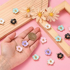 25本5色合金エナメルペンダント  3d 桃の花チャーム  ゴールドカラー  ミックスカラー  23.5x20x7mm  穴：2mm  5個/カラー&nbsp;ENAM-CJ0003-60