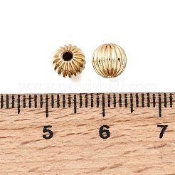 真鍮ビーズ  コルゲートラウンド  長持ちメッキ  ラックめっき  ライトゴールド  6mm  穴：1.6mm&nbsp;KK-C258-09C-LG
