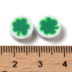 手作り樹脂粘土ビーズ  クローバーとラウンド  ミディアムシーグリーン  9.5x4.5mm  穴：1.6mm&nbsp;CLAY-Z001-22