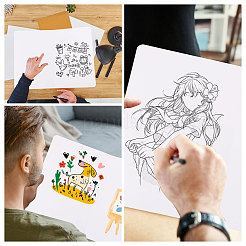 5枚A4サイズのアートデッサンスケッチブック  空白のノート  長方形  ホワイト  295x210x5.5mm&nbsp;LS-DRAW-WH0007-003A