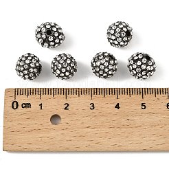 合金ラインストーンビーズ  グレードA  ラウンド  ガンメタ色  クリスタル  10mm  穴：2mm&nbsp;RB-A034-10mm-A01B