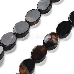 天然染色＆加熱黒瑪瑙ビーズ連売り  オーバル  14x10x5mm  穴：0.5mm  約28個/連  15.55''（39.5センチメートル）&nbsp;G-P559-B09-01