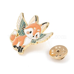キツネエナメルピン  バックパック用合金ラペルピンバック  オレンジ  27x31mm&nbsp;JEWB-I057-01KCG-01