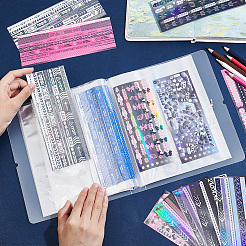 26ページの長方形のプラスチックカード収納アルバム  フォトカードステッカーコレクションブック  ステッカーを104枚まで収納可能  ホワイト  222x183x27mm&nbsp;AJEW-WH0348-29B