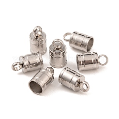 変色しにくい201ステンレススチールコードエンド  ステンレス鋼色  9.5x6mm  穴：1.5mm  内径：5mm&nbsp;X-STAS-E020-3