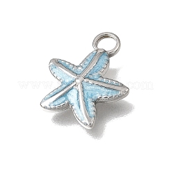 304ステンレスペンダント  エナメル  ヒトデのチャーム  ステンレス鋼色  ミックスカラー  15x12x2.5mm  穴：2.5mm&nbsp;STAS-N108-88P