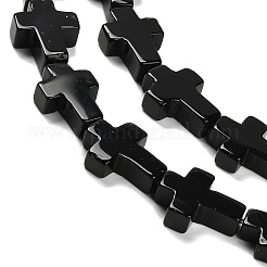 天然黒瑪瑙（染色・加熱）ビーズ連売り  クロス  20.5x12.5x4.5mm  穴：1mm  約19個/連  15.55''（39.5センチメートル）&nbsp;G-I337-A03-01