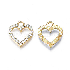 合金チャーム  ラインストーン付き  カドミウムフリー＆鉛フリー  ハート  ミックスカラー  17x15x2mm  穴：2.5mm&nbsp;PALLOY-S133-017-LG