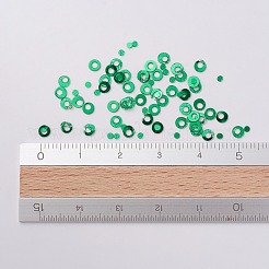 オーナメントアクセサリープラスチック製スパンコール/スパンコールビーズ  リング  グリーン  2x0.1mm  穴：0.8mm&nbsp;PVC-E001-06-YD02