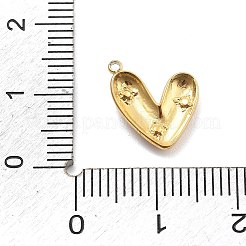 304ステンレススチールラインストーンペンダント  PVD真空メッキ  ハート  18KGP本金メッキ  13x11x2.5mm  穴：1mm&nbsp;STAS-R155-035G-G