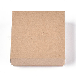 厚紙ジュエリーセットボックス  リングのために  ピアス  ネックレス  内部のスポンジ  正方形  淡い茶色  7.6x7.6x3.2cm  インナーサイズ：6.9x6.9センチメートル  フタなし：7.2x7.2x3.1cm&nbsp;CBOX-S018-10A