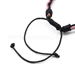 (ジュエリーパーティー工場販売) ユニセックス調整可能な編組スプレー塗装牛革レザーコードブレスレット  ワックスコットンコード付き  ピンク  内径：2-3/8~4-1/4インチ（6.2~10.8cm）&nbsp;BJEW-JB05393-04