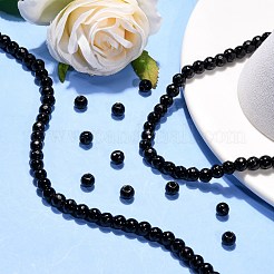 黒い石ビーズ連売り  染め  ファセット（64ファセット）  ラウンド  6mm  穴：1mm  約61個/連  15インチ&nbsp;G-I087-6mm