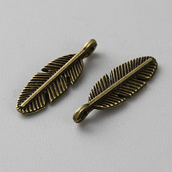 合金のチベット風チャーム  葉のチャーム  アンティークブロンズ  20.5x6x2mm  穴：1.4mm&nbsp;FIND-WH0519-58A
