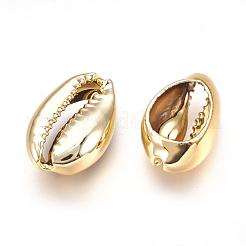 電気メッキ天然シェルビーズ  カウリのシェル  ゴールドカラー  15~20x10~12x5~6mm  穴：12~14x2~3mm&nbsp;X-BSHE-O017-13G