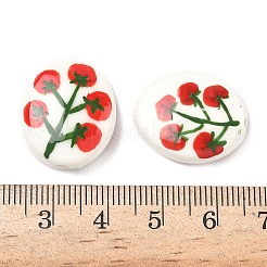 手作りの陶器ビーズ  手描きの陶器ビーズ  オーバル  トマト  21x17~18x7~9mm  穴：1.8~2.5mm&nbsp;PORC-G014-01F