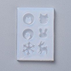 シリコンモールド  レジン型  UVレジン用  エポキシ樹脂ジュエリー作り  フクロウとウサギと鹿と雪の結晶  ホワイト  64x45x5.5mm&nbsp;DIY-WH0143-50