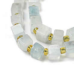 天然石アクアマリンビーズ連売り  キューブ  シードビーズで  4~5x4~5x4~5mm  穴：0.9mm  約56個/連  15.35''（39センチメートル）&nbsp;G-G053-B10-01D