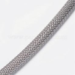 変色しない304ステンレススチールメッシュチェーンネックレス  カニカン付き  ステンレス鋼色  25.19インチ（64cm）&nbsp;STAS-F028-01A