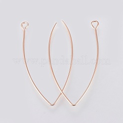 イオンプレーティング(IP) 304 ステンレススチール ピアスフック  耳ワイヤー  水平ループ付き  ローズゴールド  41x22x0.8mm  穴：2.5mm  20ゲージ  ピン：0.8mm&nbsp;STAS-K184-05-01RG