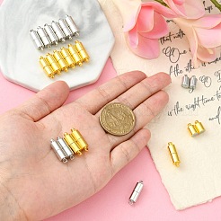 20 セット 2 色合金マグネットクラスプ  ジュエリー作りのための  コラム  プラチナ·ゴールデン  20x6mm  穴：1.8mm  10セット/カラー&nbsp;PALLOY-CJ0002-42