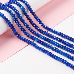 天然染めセサミジャスパー/キウイジャスパーロンデルビーズ連売り  多面カット  ブルー  6x4mm  穴：1mm  約87個/連  14.76~15.16インチ（37.5~38.5cm）&nbsp;G-E316-A08