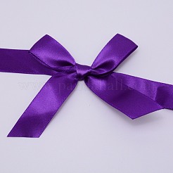 ちょう結びサテンリボン  ポリエステルリボン  両面粘着テープ付き  ギフト包装用  花の弓工芸品の装飾  青紫色  335x55x7mm&nbsp;SRIB-WH0007-07F