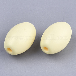 スプレープリントアクリルビーズ  ラバー加工スタイル  ライス  ミックスカラー  13.5x9.5mm  穴：2mm  約810個/500g&nbsp;MACR-T037-02