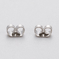 変色しにくい304ステンレススチール製イヤーナット  ポスト イヤリングのバタフライ イヤリング バック  ステンレス鋼色  5x3.5x2.5mm  穴：1mm&nbsp;STAS-K203-02P