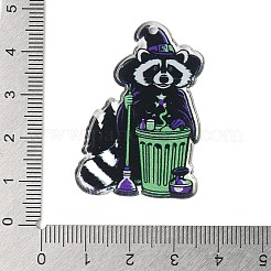 ハロウィーンテーマの不透明アクリルパーツ  ラクーン  グリーン  42x28x1.8mm  穴：2.2mm&nbsp;SACR-S034-08C