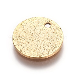 イオンプレーティング（IP）304ステンレススチールテクスチャペンダント  フラットラウンド  ゴールドカラー  12x1mm  穴：1.4mm&nbsp;STAS-I098-01-12mm-G