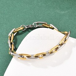 304ステンレススチール製オーバルリンクチェーンブレスレット男性用女性用  手動研磨  イオンプレーティング（ip）  ミックスカラー  8-1/8インチ（20.5cm）&nbsp;BJEW-G766-06