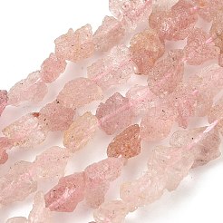 生の荒い天然ストロベリークォーツビーズ連売り  ナゲット  7~12x4~10x3~8mm  穴：1mm  約46~52個/連  15.35~15.94''（39~40.5センチメートル）&nbsp;G-M453-C07