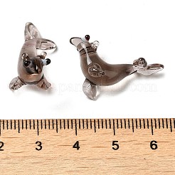 手作りランプワーク家の装飾  ギフト用の3Dシードッグオーナメント  キャメル  23~26x11~12x16~18mm&nbsp;LAMP-K039-13