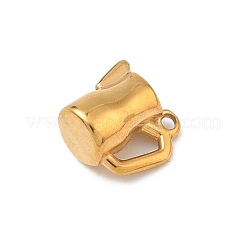 304ステンレススチールチャーム  コーヒーポット  ゴールドカラー  10.5x11x6.5mm  穴：2x4.8mm&nbsp;LS-STAS-H246-01G