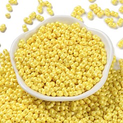 ガラスシードビーズ  不透明色の光沢  ピーナッツ  きいろ  5~6x2.5~3x3~3.5mm  穴：1~1.2mm  約5000個/ポンド&nbsp;SEED-L011-04A-13
