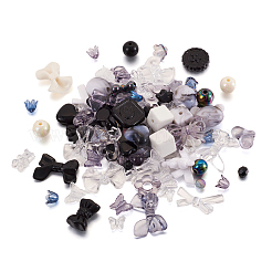 不透明＆透明アクリルビーズ  混合図形  ブラック  7.5~33x7.5~43.5x4.5~16mm  穴：1.2~4mm  100 G /袋&nbsp;MACR-TA0001-48