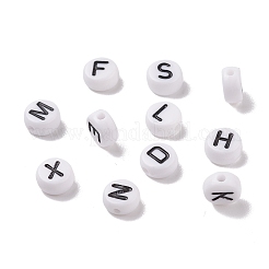 520個アルファベットアクリルビーズ  1ロール弾性クリスタルスレッド付き  フラットラウンド  a～zの文字  7x4mm  穴：1mm  26文字  20个/レター&nbsp;MACR-XCP0001-10