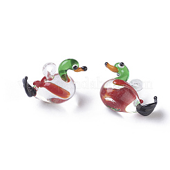 手作りランプワークペンダント  オシドリ  カラフル  23~26x12~13x17~18mm  穴：2~4mm&nbsp;LAMP-L075-082