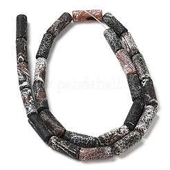 天然石風化瑪瑙ビーズ連売り  染め  コラム  ブラック  14~16x6mm  穴：1.2mm  約26個/連  15.35''（39センチメートル）&nbsp;G-Q169-A04-02