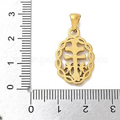 304ステンレスペンダント  カラバカ十字架  ゴールドカラー  23.5x15.5x2.5mm  穴：5.5x3.5mm&nbsp;LS-STAS-H231-02A-G