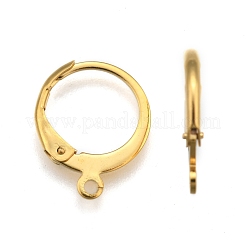 304ステンレススチールフレンチフックピアス金具  カン付き  リング  24KGP本金メッキ  14.5x12x2mm  穴：1.2mm  ピン：1x0.8mm&nbsp;X-STAS-P210-30G