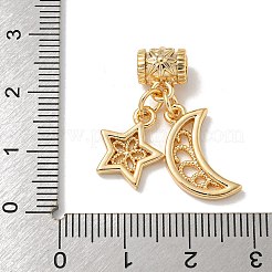 真鍮チャーム  カドミウムフリー＆ニッケルフリー＆鉛フリー  月＆星  18KGP本金メッキ  23mm  穴：3mm&nbsp;KK-K378-29G